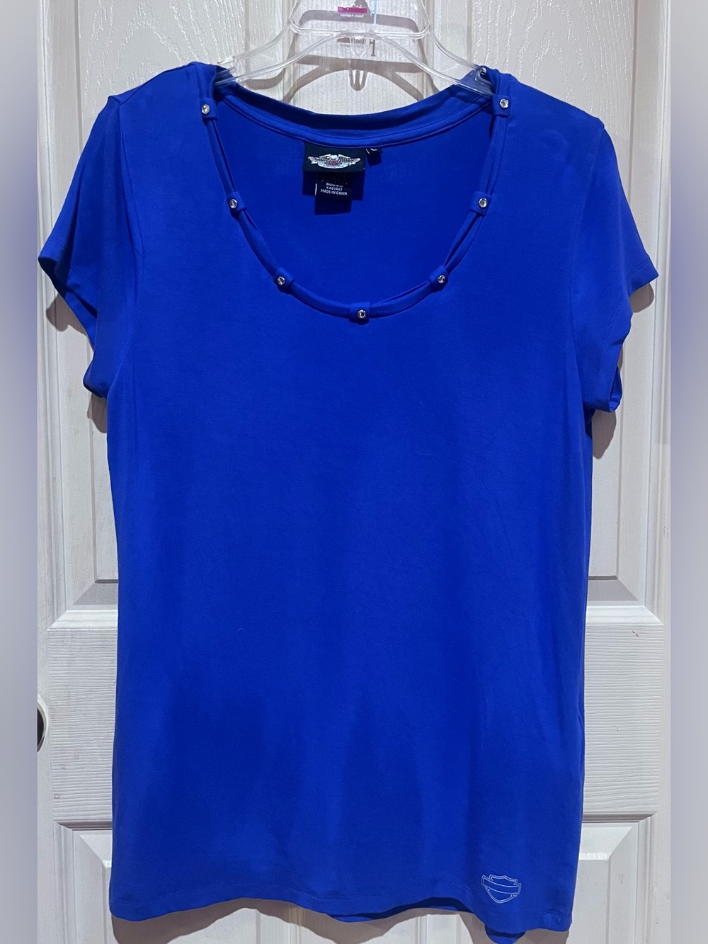 Harley-Davidson Royal Blue Short Sleeve Tee with Bead Trim